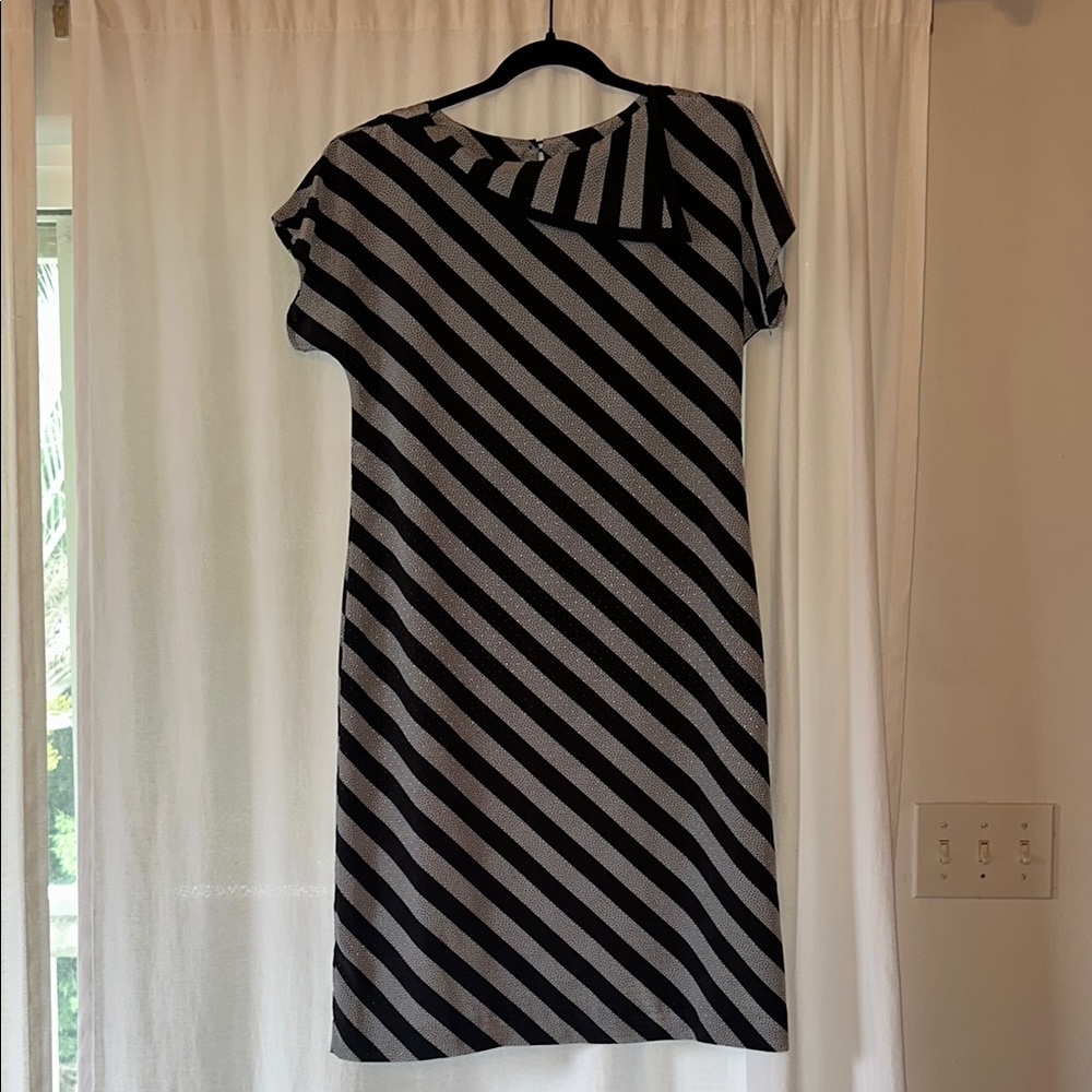 80’s vintage Black and Gray Striped Dress
